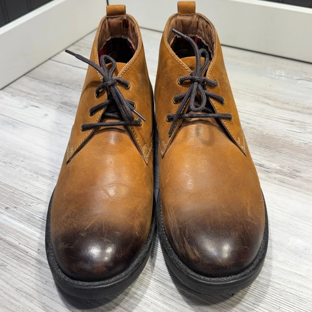 CLARKS Mens Boots Mid Brown Leather Size 12M 34108